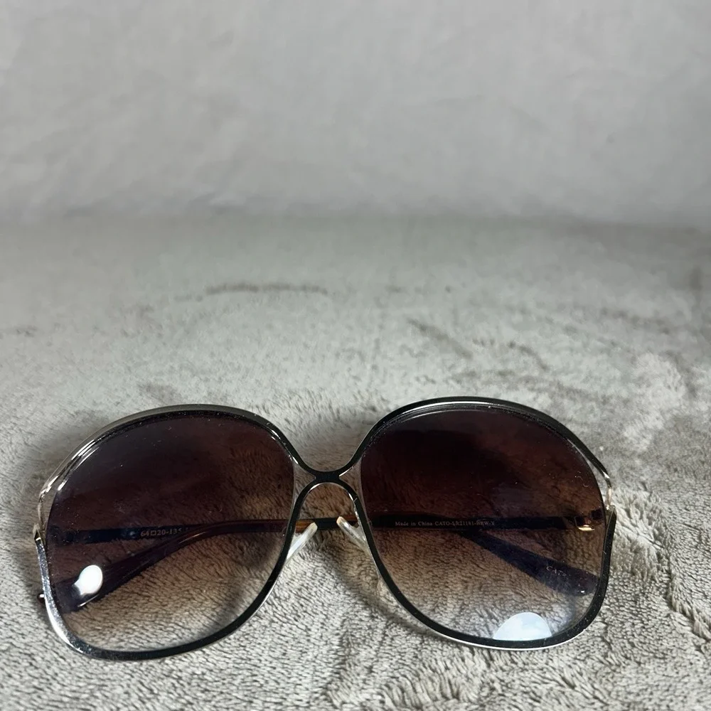 Cato Oversized Brown Gradient Sunglasses Women Gold Tone Fashion Shades